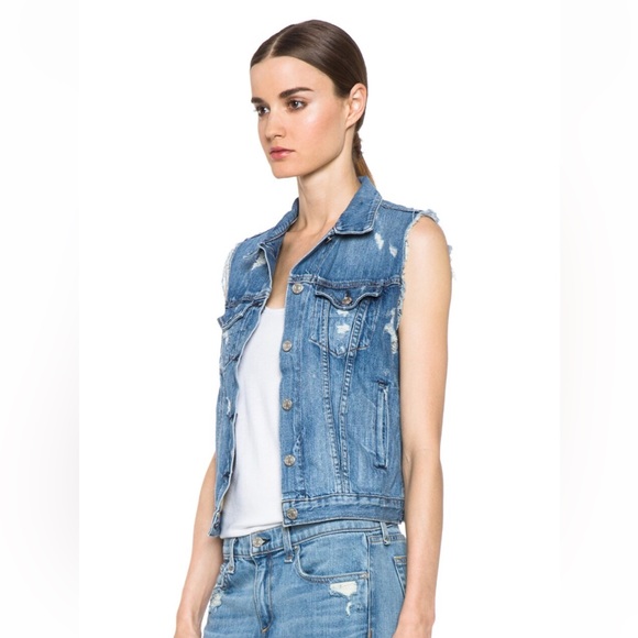 EUC Rag & Bone Distressed Jean Vest, Size XS - Picture 13 of 13